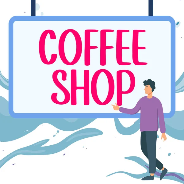 Texto Caligrafia Coffee Shop Palavra Para Pequeno Restaurante Informal Que — Fotografia de Stock