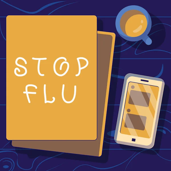 Концептуальный Дисплей Stop Flu Business Showcase Лечить Инфекционные Респираторные Заболевания — стоковое фото