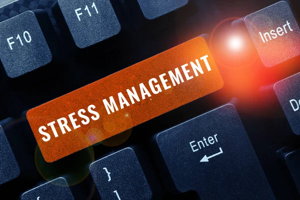 Знак Отображения Стресс Менеджмента Бизнес Идеи Обучения Способам Поведения Мышления — стоковое фото