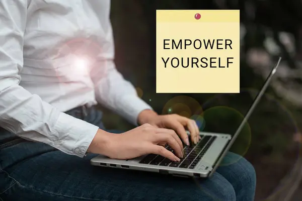 Teken Het Tonen Van Empowerjezelf Business Idee Het Nemen Van — Stockfoto