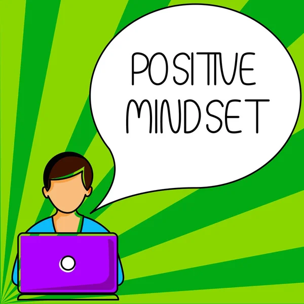 Sinal Escrita Mão Positive Mindset Business Mostra Atitude Mental Emocional — Fotografia de Stock