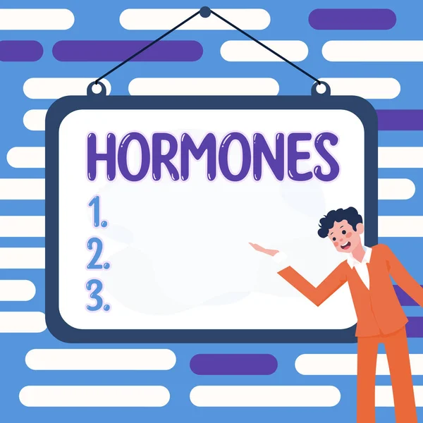 Sign Displaying Hormones Business Overview Regulatory Substance Produced Organism Transported — Foto Stock