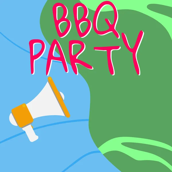 Hand Writing Sign Bbq Party Business Approach Usually Done Outdoors — Fotografia de Stock
