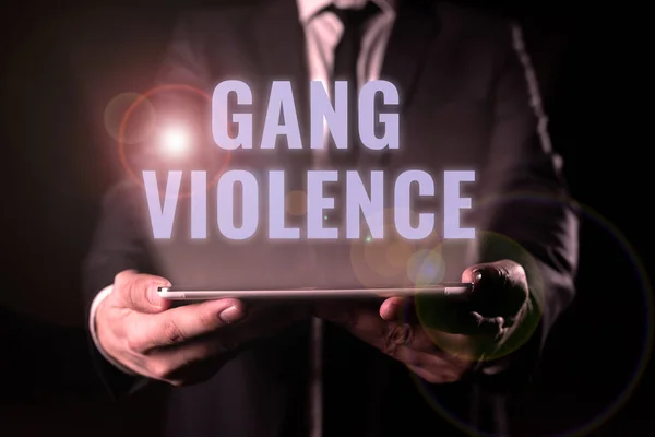 Nápis Zobrazující Gang Násilí Obchodní Pojem Porušení Zákonů Způsobených Skupinou — Stock fotografie
