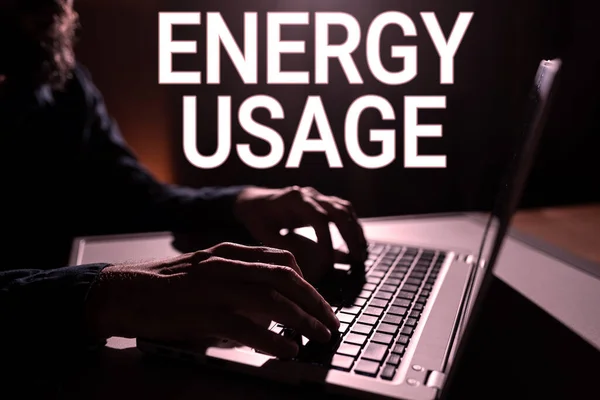 Texto Que Presenta Uso Energía Concepto Que Significa Cantidad Energía —  Fotos de Stock