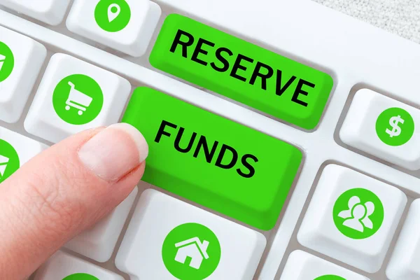 Text Caption Presenting Reserve Funds Business Approach Money Released Bank — Stockfoto