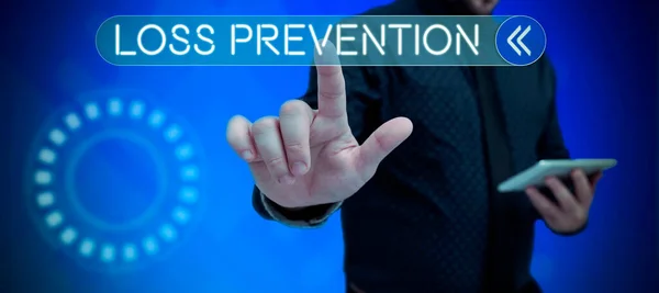 Hand Writing Sign Loss Prevention Business Approach Fact You Longer — Fotografia de Stock