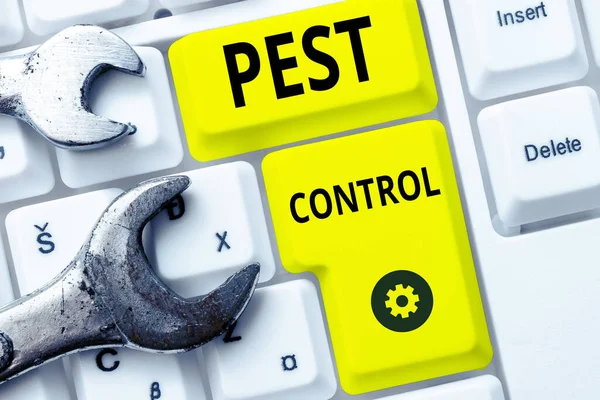 Conceptual Caption Pest Control Word Killing Destructive Insects Attacks Crops —  Fotos de Stock