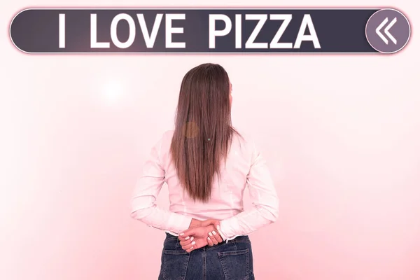 Text Sign Showing Love Pizza Internet Concept Lot Italian Food — Φωτογραφία Αρχείου