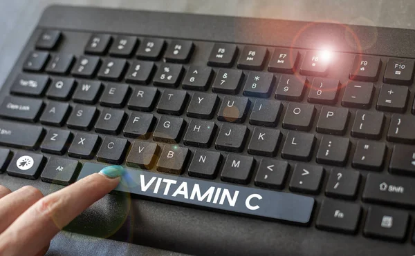 Text Sign Showing Vitamin Business Showcase Promotes Healing Helps Body — Zdjęcie stockowe