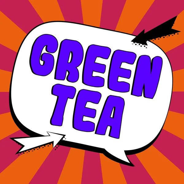 Inspiration Showing Sign Green Tea Word Type Tea Made Camellia — Photo