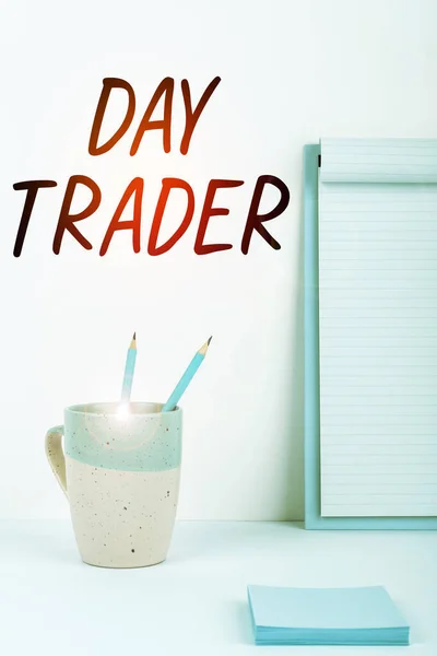 Conceptual Display Day Trader Internet Concept Person Buy Sell Financial — Zdjęcie stockowe