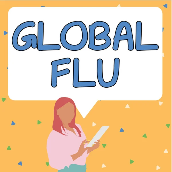 Text Sign Showing Global Flu Conceptual Photo Common Communicable Illness — Photo