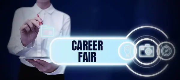 Hand Writing Sign Career Fair Business Overview Event Which Job —  Fotos de Stock