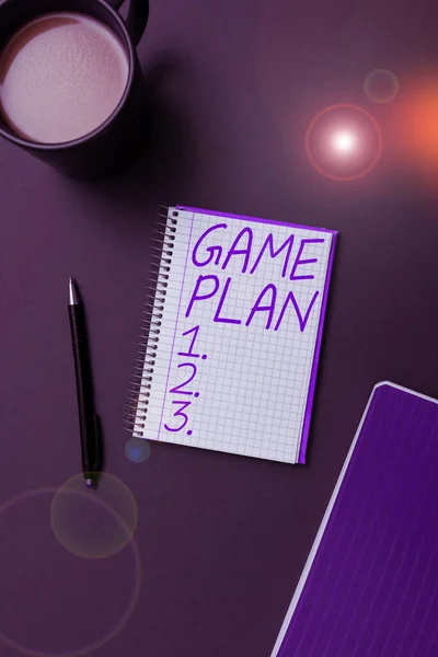 Sign Displaying Game Plan Concept Meaning Strategy Worked Out Advance — Stockfoto