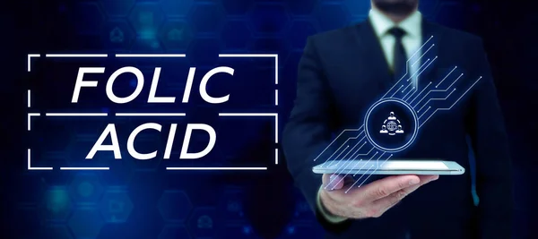Text Caption Presenting Folic Acid Business Idea Vitamin Required Normal — Stok fotoğraf