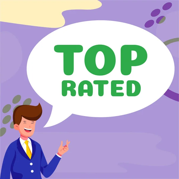 Text Sign Showing Top Rated Business Showcase High Amount Charge — 图库照片