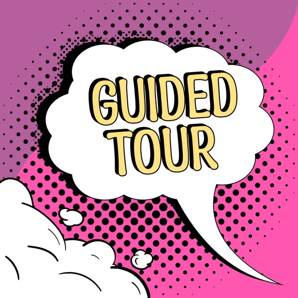 Text caption presenting Guided Tour, Word Written on advice or information aimed at resolving problem or difficulty
