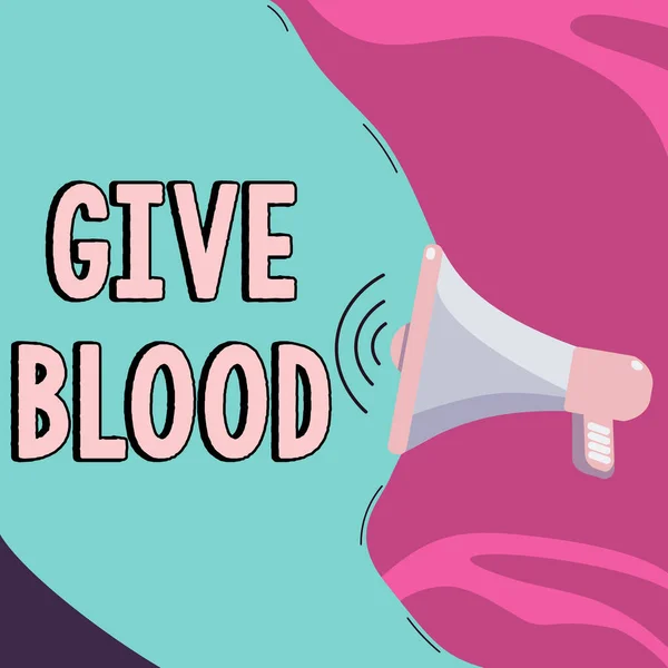 Text Sign Showing Give Blood Conceptual Photo Person Voluntarily Has — Stock fotografie