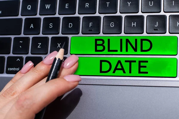Conceptual Display Blind Date Conceptual Photo Social Engagement Person One —  Fotos de Stock