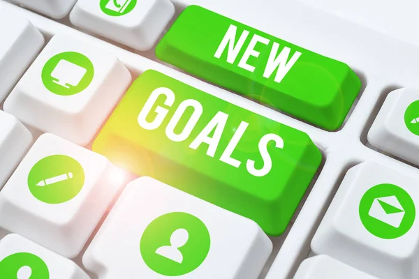 Text Showing Inspiration New Goals Business Approach List Clearly Defined — Stockfoto