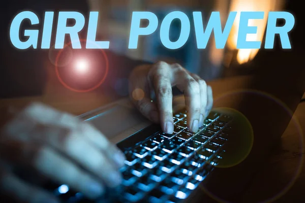 Handwriting Text Girl Power Business Idea Assertiveness Self Confidence Shown — Photo
