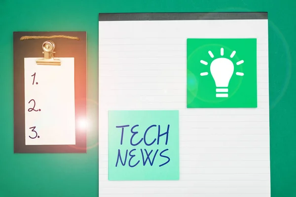 Inspiration showing sign Tech News, Business idea newly received or noteworthy information about technology