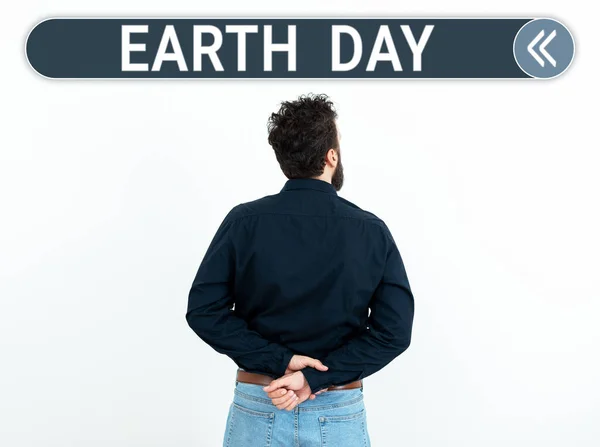 Inspiration Showing Sign Earth Day Word Worldwide Celebration Ecology Environment — Foto Stock
