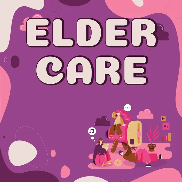 Hand Writing Sign Elder Care Conceptual Photo Care Older People — Stockfoto