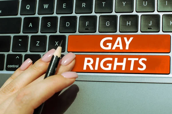 Hand Writing Sign Gay Rights Concept Meaning Equal Civil Social —  Fotos de Stock