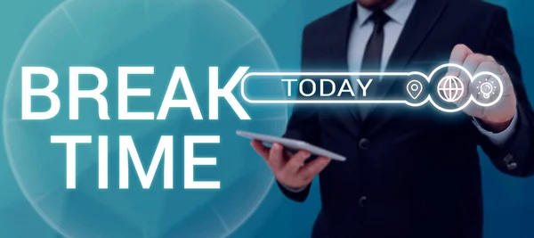 Text Showing Inspiration Break Time Business Idea Period Rest Recreation — Stock Fotó