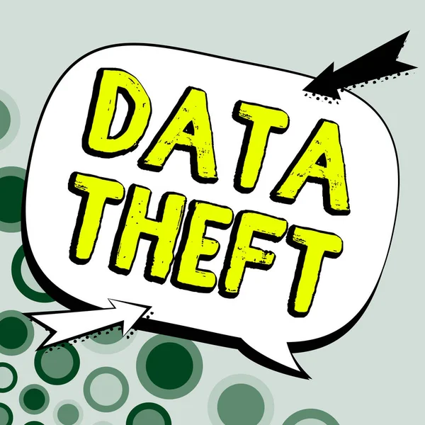 Text caption presenting Data Theft, Business approach illegal transfer of any information that is confidential