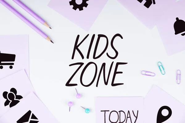 Writing Displaying Text Kids Zone Business Idea Area Region Designed — Stok fotoğraf
