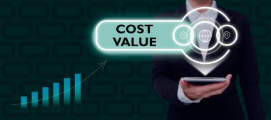 Text caption presenting Cost Value, Business concept The amount that usualy paid for a item you buy or hiring a person