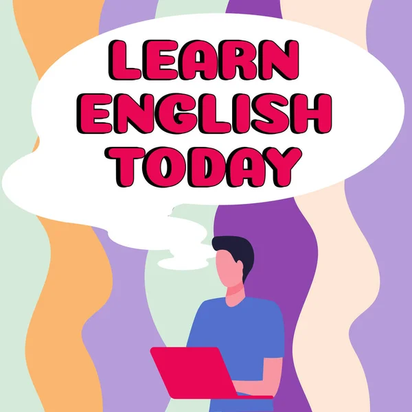 英語を学ぶ今日 ビジネスコンセプトは英語の知識とスキルを獲得または習得します — ストック写真