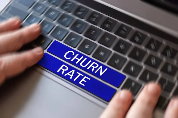 Sign Displaying Churn Rate Internet Concept Percentage Customers Stop Subscribing — 스톡 사진