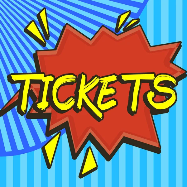 Text Caption Presenting Tickets Concept Meaning Small Paper Bought Provide — Photo