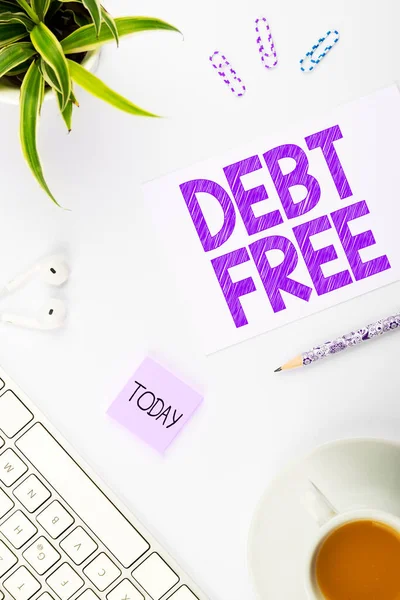 Text Showing Inspiration Debt Free Business Showcase Financial Freedom Owing — Stock fotografie