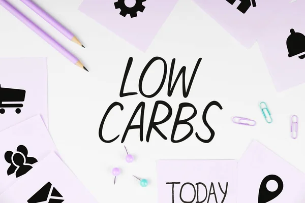 Text Caption Presenting Low Carbs Conceptual Photo Restrict Carbohydrate Consumption — Stok fotoğraf