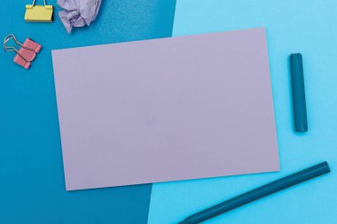 Image with school supplies, stickers, notebooks Important message