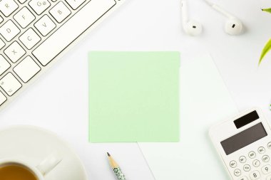 Photo With Pens Pencils Rullers Calculators. Colored Paper Stickers.