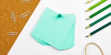 Image with school supplies, stickers, notebooks Important message