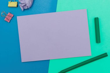 Image with school supplies, stickers, notebooks Important message