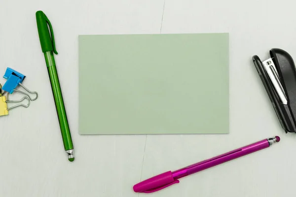 Office Supplies Stickers Notebooks Pens Pencils Rullers Marckers — Φωτογραφία Αρχείου
