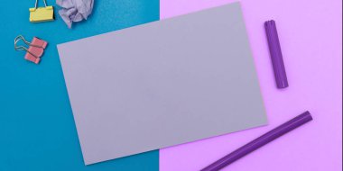 Image with school supplies, stickers, notebooks Important message