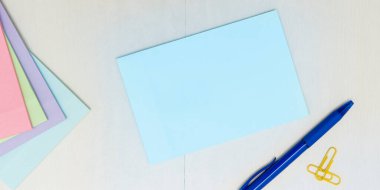 Image with school supplies, stickers, notebooks Important message