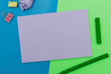 Image with school supplies, stickers, notebooks Important message