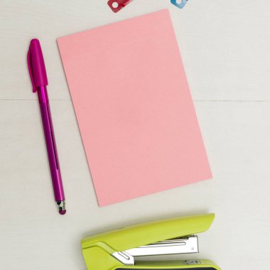 Image with school supplies, stickers, notebooks Important message