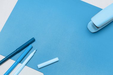 Image with school supplies, stickers, notebooks Important message