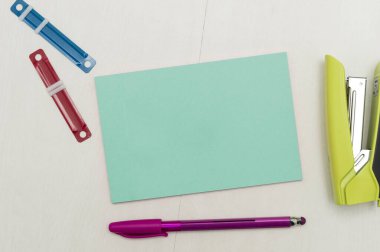 Image with school supplies, stickers, notebooks Important message